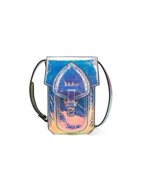 Custodia per telefono in pelle Emelyne dorata lucida - 10x17x2,5 cm