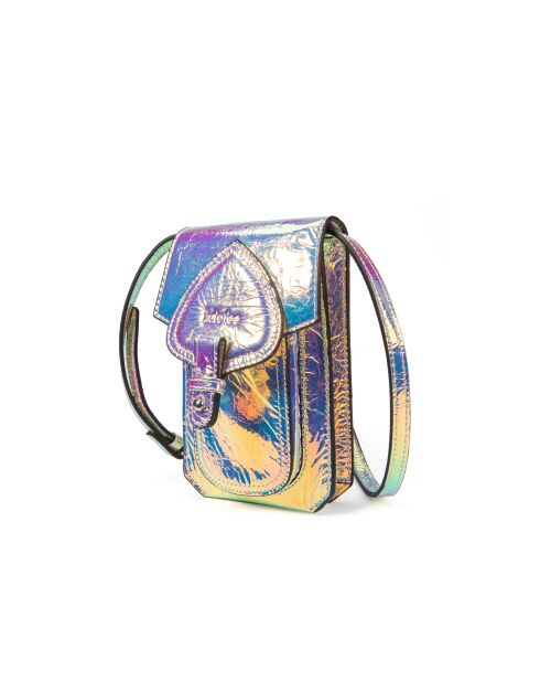 Custodia per telefono in pelle Emelyne dorata lucida - 10x17x2,5 cm