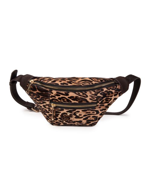 Triomf Fur Leo heuptasje van kamelenleer met koeienhaar - 20x12x6 cm