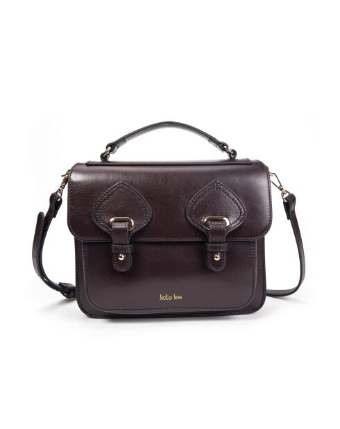 Bolso tipo cartera Eiffel Bag SYM de piel mogano marrón - 22x18x10 cm