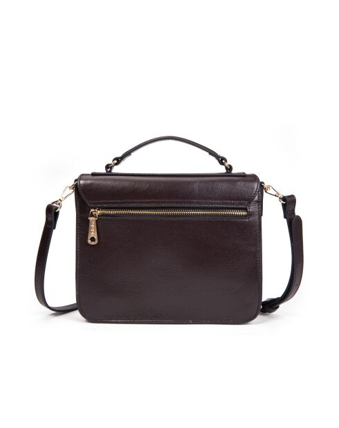 Bolso tipo cartera Eiffel Bag SYM de piel mogano marrón - 22x18x10 cm