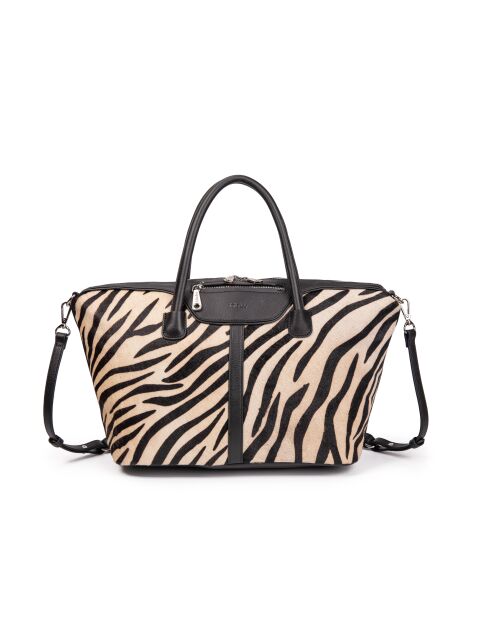 Julya Fur weiße Zebra-Einkaufstasche - 34x27x16 cm