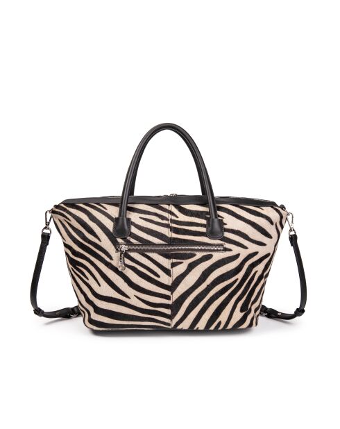 Julya Fur weiße Zebra-Einkaufstasche - 34x27x16 cm