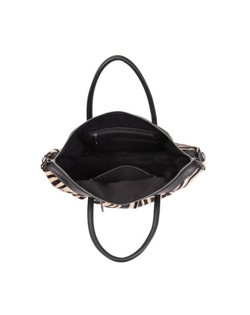 Julya Fur weiße Zebra-Einkaufstasche - 34x27x16 cm