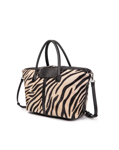 Julya Fur weiße Zebra-Einkaufstasche - 34x27x16 cm