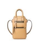 Pochette téléphone en Cuir Velya camel - 12,5x16,5x2,5 cm