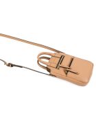 Pochette téléphone en Cuir Velya camel - 12,5x16,5x2,5 cm