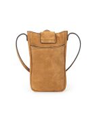 Pochette téléphone en Cuir Fiolaine V camel - 11,5x17,5x1,5 cm
