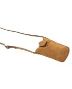 Pochette téléphone en Cuir Fiolaine V camel - 11,5x17,5x1,5 cm