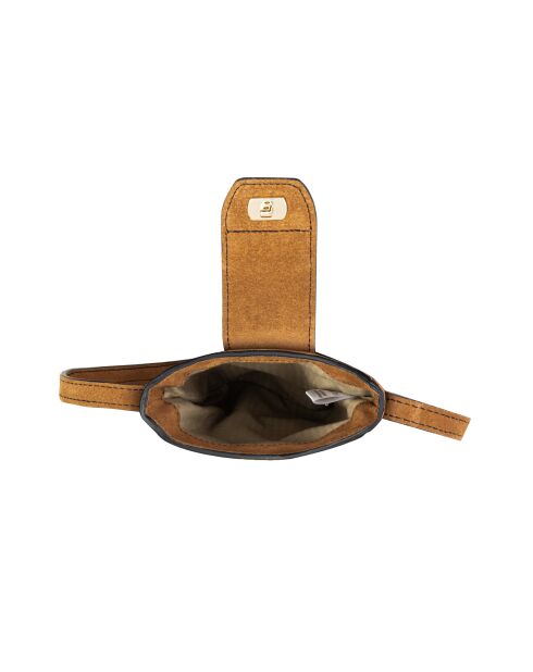 Pochette téléphone en Cuir Fiolaine V camel - 11,5x17,5x1,5 cm