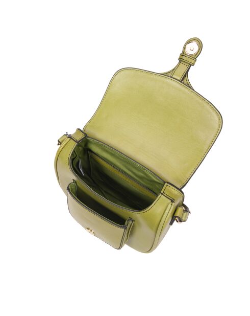 Nieuwe kleine Gibeciere Emelyne JU leren schoudertas zuurgroen - 15x14x7 cm