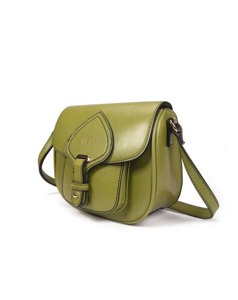 Nieuwe kleine Gibeciere Emelyne JU leren schoudertas zuurgroen - 15x14x7 cm