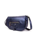 Franse blauwe Enara Z leren schoudertas - 23x12x10,5 cm