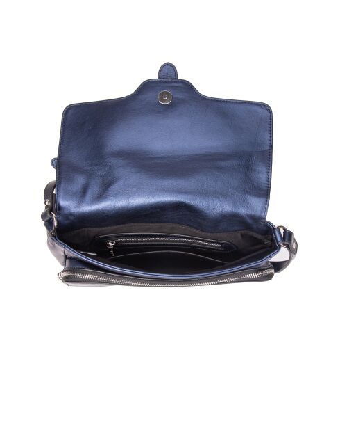 Franse blauwe Enara Z leren schoudertas - 23x12x10,5 cm