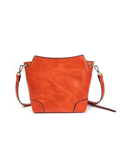 Tane A Schultertasche aus korallenrotem Leder - 18x17x8,5 cm