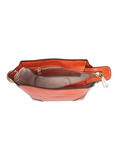 Tane A Schultertasche aus korallenrotem Leder - 18x17x8,5 cm