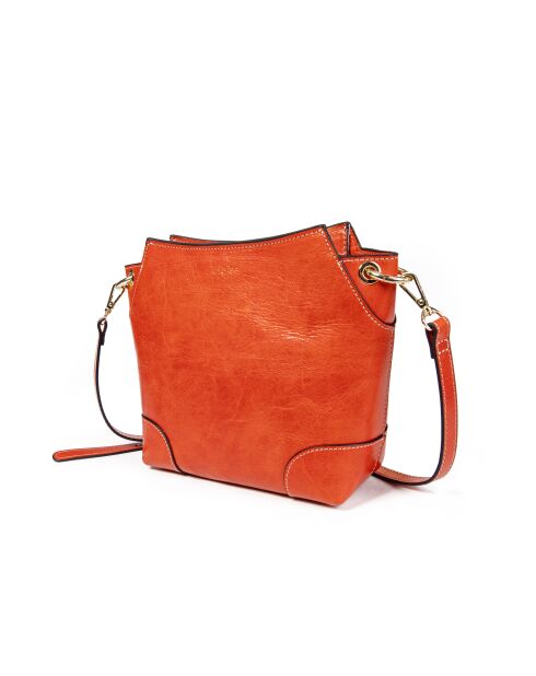 Tane A Schultertasche aus korallenrotem Leder - 18x17x8,5 cm