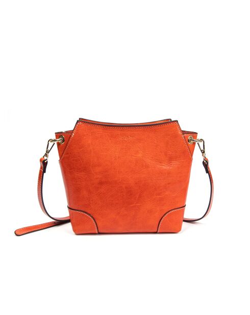 Tane A Schultertasche aus korallenrotem Leder - 18x17x8,5 cm