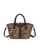 Julya Fur Einkaufstasche im Zebra-Design, 34 x 27 x 16 cm, beige