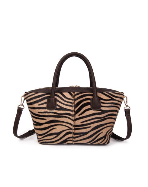 Julya Fur beige zebra boodschappentas - 34x27x16 cm