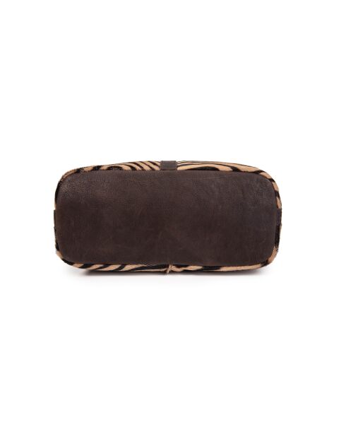 Julya Fur beige zebra boodschappentas - 34x27x16 cm