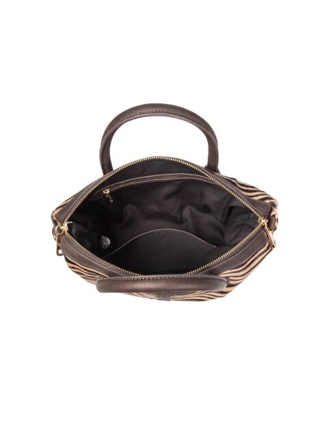 Julya Fur beige zebra boodschappentas - 34x27x16 cm