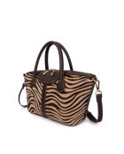 Julya Fur Einkaufstasche im Zebra-Design, 34 x 27 x 16 cm, beige