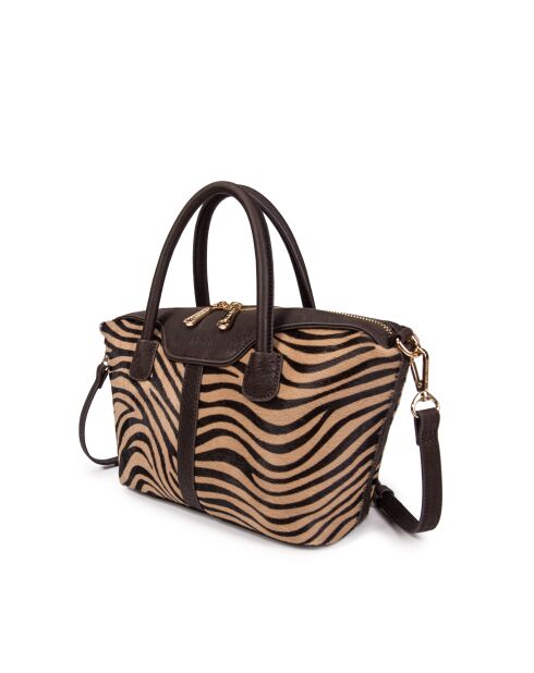 Julya Fur beige zebra boodschappentas - 34x27x16 cm