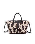 Julyet Fur boodschappentas met print van rundleer - 24,5x18x10 cm