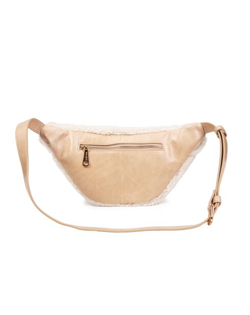 Beige leren heuptasje - 20x12x6 cm