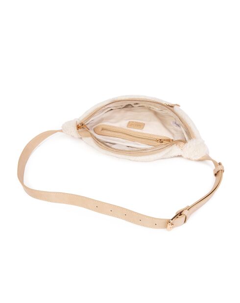 Beige leren heuptasje - 20x12x6 cm