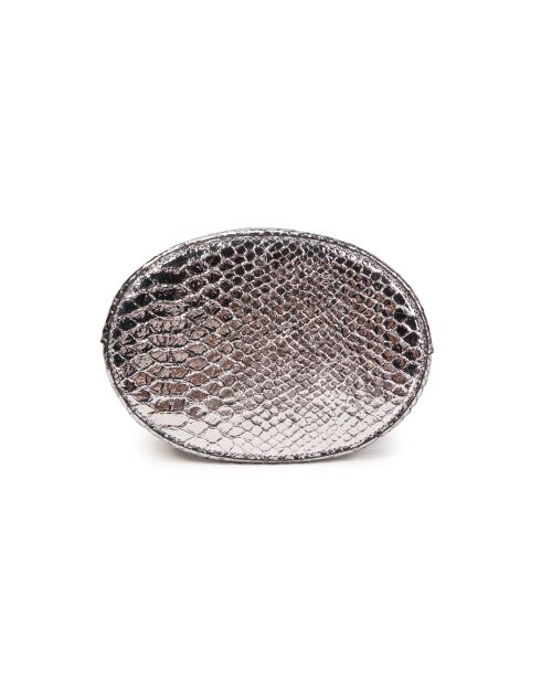 Louvre BAG Schultertasche aus glänzendem silberfarbenem Leder - 19x25x14 cm