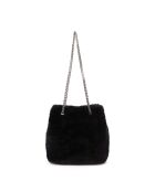 Mini Kacy Schultertasche aus Leder aus schwarzem Fell - 17x17,5x8 cm