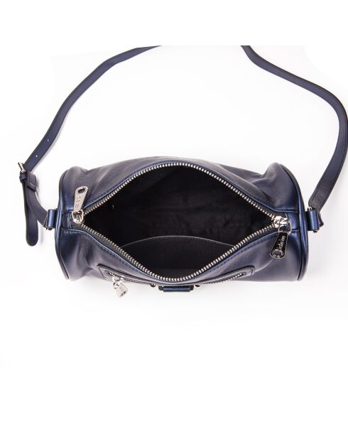 Franse blauwe Camy Z leren bowlingschoudertas van parelmoer - 27x13x12 cm