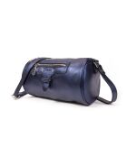 Franse blauwe Camy Z leren bowlingschoudertas van parelmoer - 27x13x12 cm