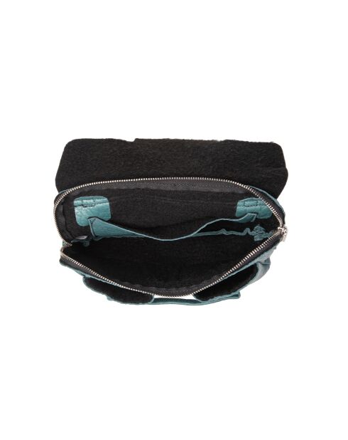Lisia BU Petrol leren schoudertas - 27x19x4 cm