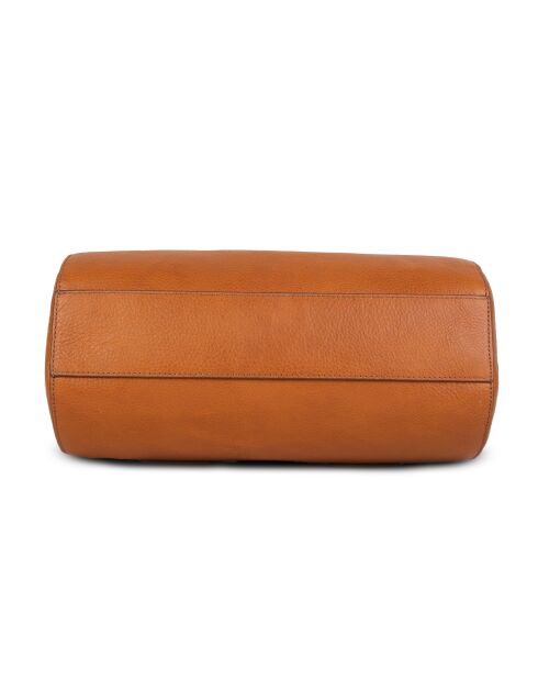 Flola G karamel leren bowlinghandtas - 29x15x13,5 cm