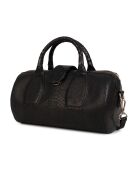 Flola SE zwarte leren bowlinghandtas - 29x15x13,5 cm