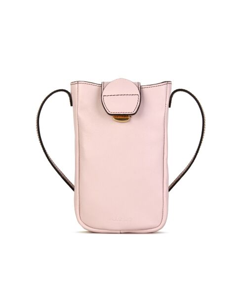 Pochette téléphone en Cuir Fiolaine rose - 11,5x17,5x1,5 cm