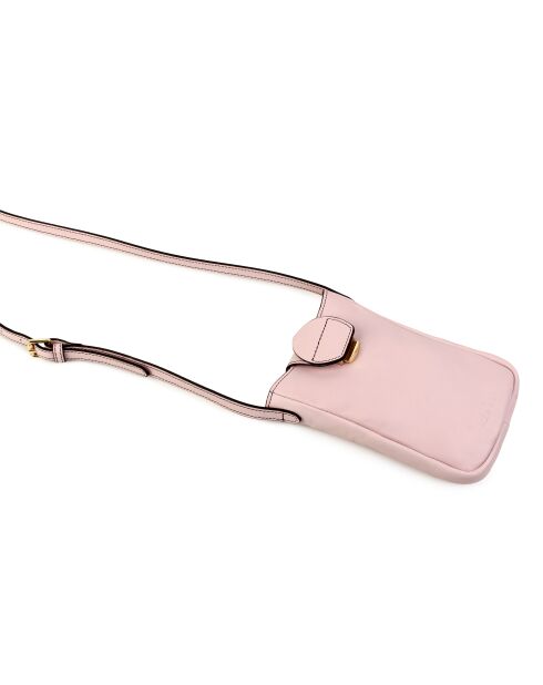 Pochette téléphone en Cuir Fiolaine rose - 11,5x17,5x1,5 cm