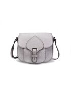 Schultertasche aus Leder New Petite Gibeciere Emelyne Silber - 15x14x7 cm