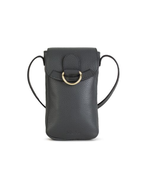 Zelie G Handytasche aus Leder, 11,5 x 17,5 x 1,5 cm, Dunkelgrau