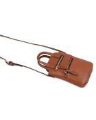 Velya cognac leren telefoonhoesje - 12,5x16,5x2,5 cm