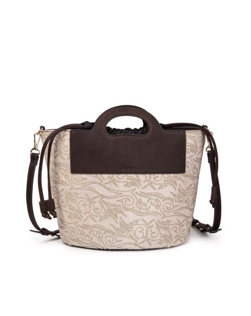 ST Tropez Lederhandtasche perforiert ecru - 28x25x14 cm