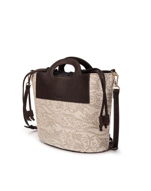 ST Tropez Lederhandtasche perforiert ecru - 28x25x14 cm