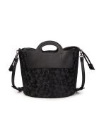 ST Tropez leren handtas zwart bont - 28x25x14 cm