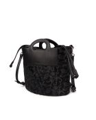 ST Tropez leren handtas zwart bont - 28x25x14 cm