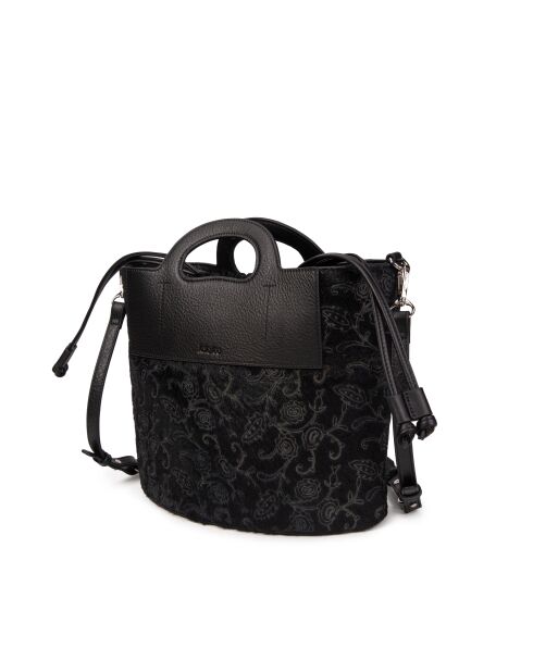 ST Tropez Lederhandtasche aus schwarzem Fell - 28x25x14 cm