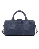 Blauwe Flola V leren bowlinghandtas - 29x15x13,5 cm