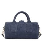 Blauwe Flola V leren bowlinghandtas - 29x15x13,5 cm